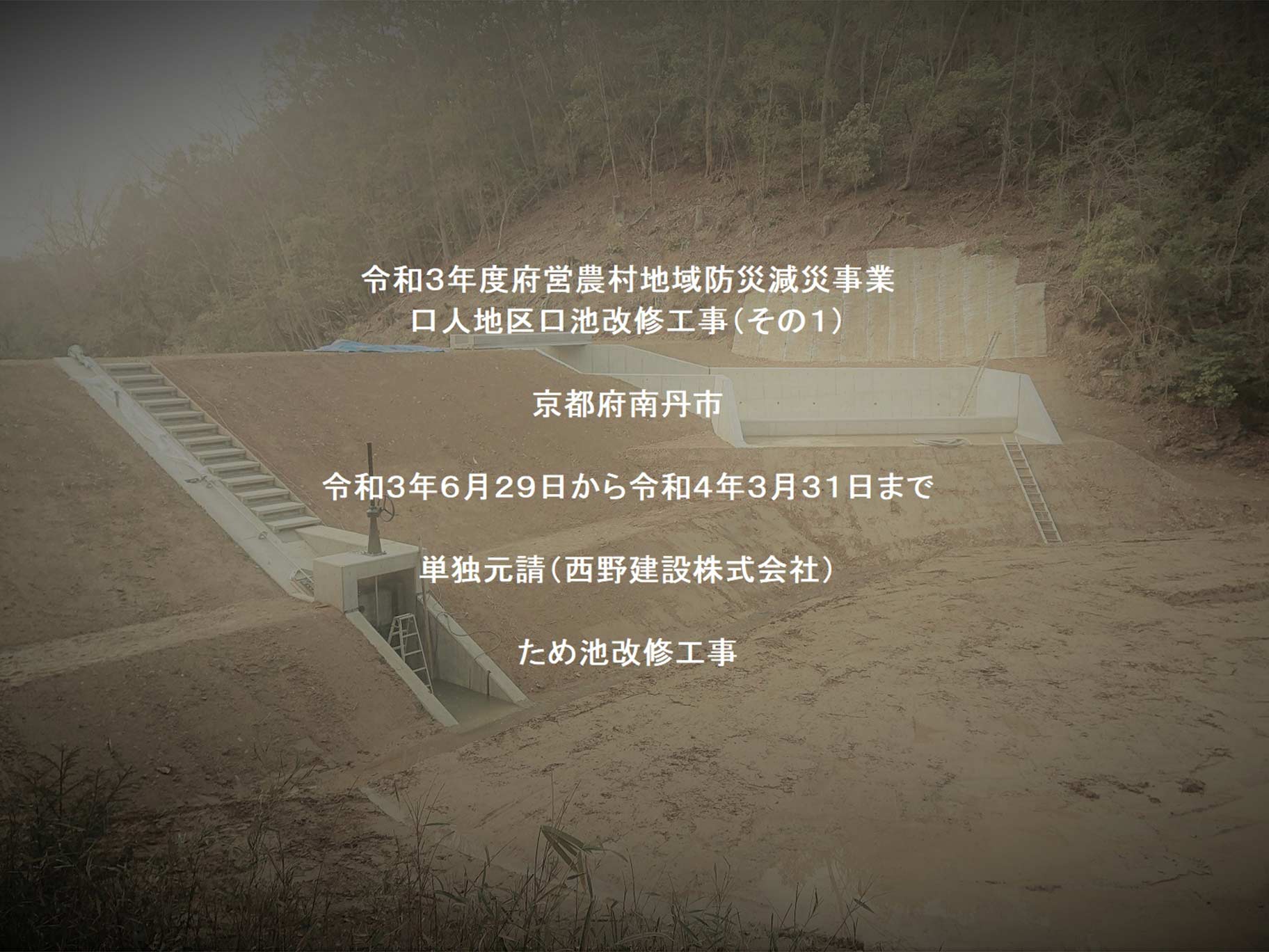 　令和3年度府営農村地域防災減災事業<br />
　　　口人地区口池改修工事(その1）